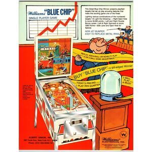 Blue Chip Pinball Machine FLYER Original 1976 Retro Stock Market Theme 8.5" x 11